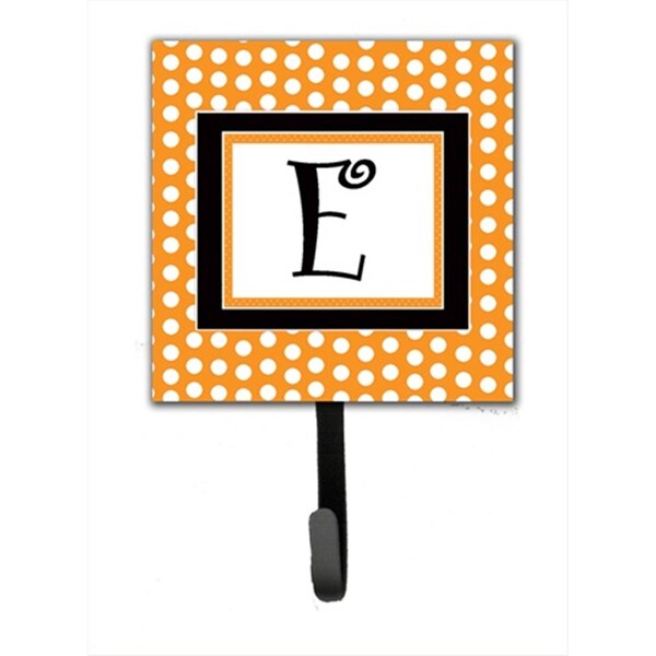 Carolines Treasures Letter E Initial Monogram - Orange Polka Dots Leash Holder Or Key Hook CJ1033-ESH4 - main